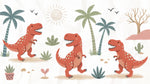 Little Stomper - Red Dinosaur Wallpaper for Kids - Nursery Cactus Wall Mural Peel and Stick - Design
