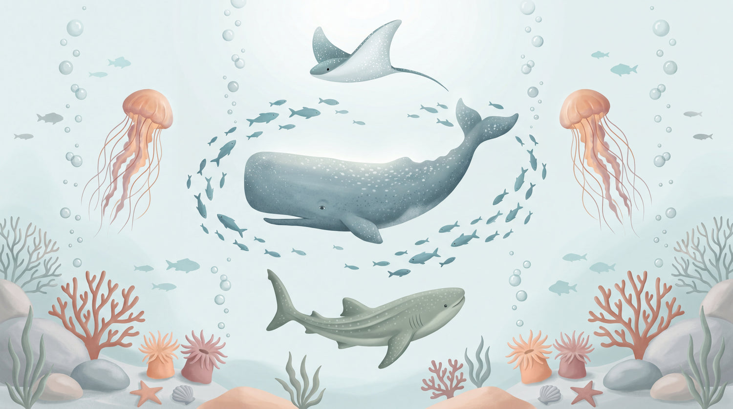 Little Tides - Pastel Nursery Wallpaper for Kids - Pastel Ocean Wallpaper Peel and Stick Sea Wave Mural - Design