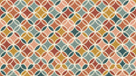 Looping Ember Mosaic Orange Geometric Wallpaper - Teal Retro Vintage Peel and Stick Mural - Design