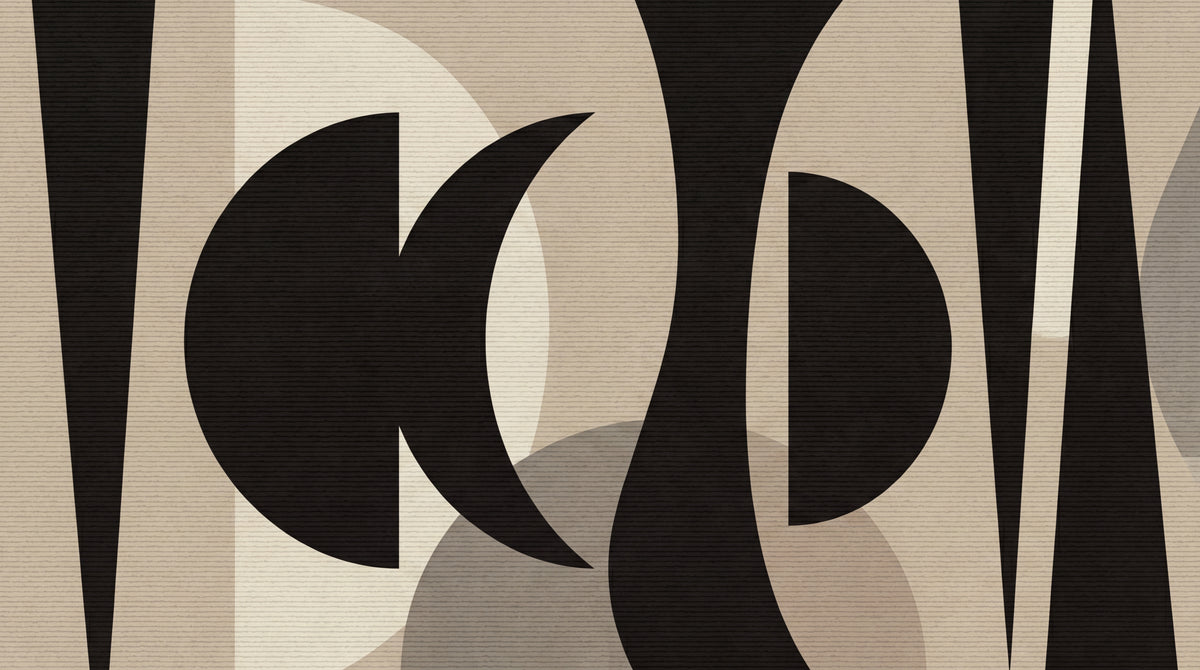 Lunar Composition - Beige Abstract Wallpaper - Minimalist Geometric Peel and Stick Wall Mural - Design
