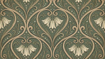 Lyrical Scrollsong Green Floral Wallpaper - Sage Green Damask Vintage Peel and Stick - Design