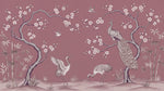 Mauve Orient Pink Chinoiserie Wallpaper - Peacock Feather Botanical Japanese Wall Mural - Design