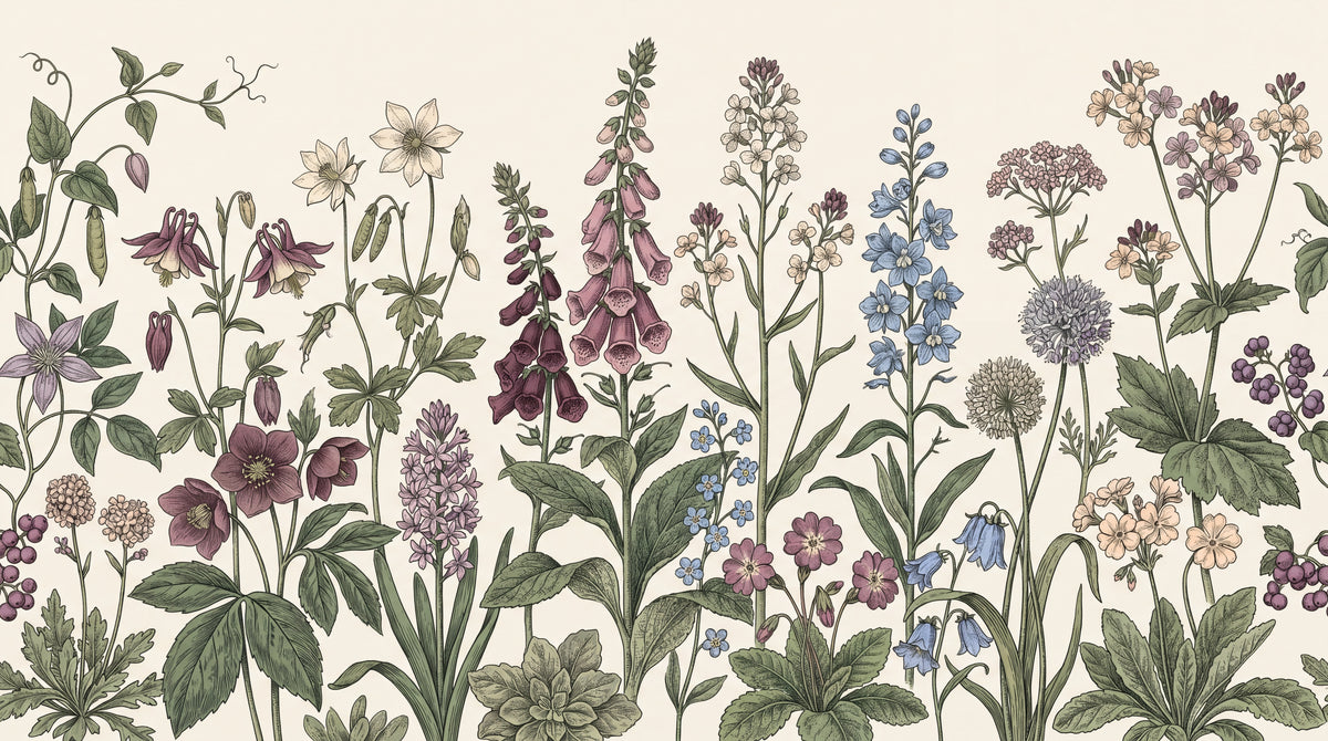 Meadowlark Botany Green Floral Wallpaper - Sage Green Flower Wall Mural Peel and Stick - Design