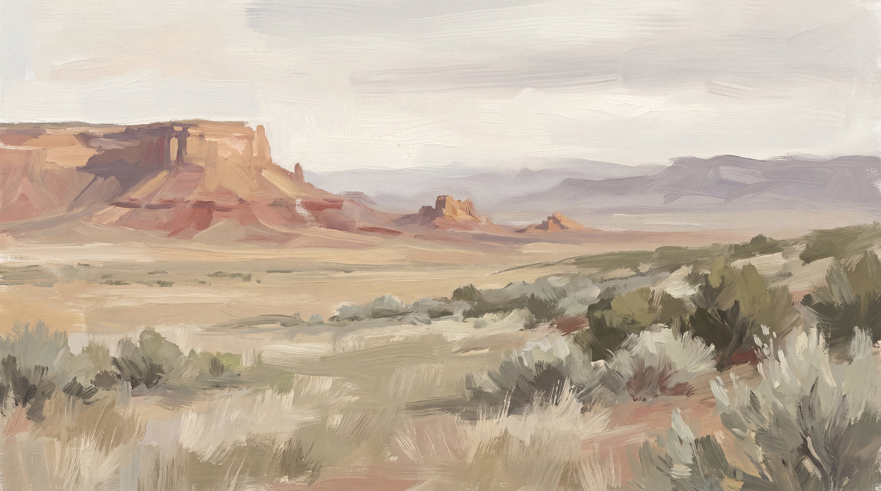 Mesa Hush Landscape Wallpaper - Beige Scenery Wallpaper Peel and Stick - Design