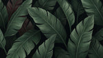 Midnight Frond Green Jungle Wallpaper - Dark Green Tropical Botanical Leaf Peel and Stick Mural - Design