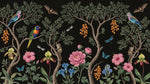 Midnight Menagerie Dark Chinoiserie Wallpaper - Botanical Greenery Leaf Wall Mural Peel and Stick - Design