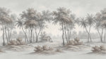 Misted Palms Gray Forest Wallpaper - Vintage Woodland Wall Mural Peel and Stick - Design