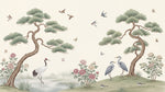 Misted Pines Green Chinoiserie Wallpaper - Sage Japanese Wall Mural Peel and Stick - Design