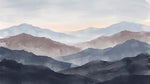 Misty Horizons Blue Mountain Wallpaper - Watercolor Landscape Scenery Rocky Peel and Stick Wall Mural - Design