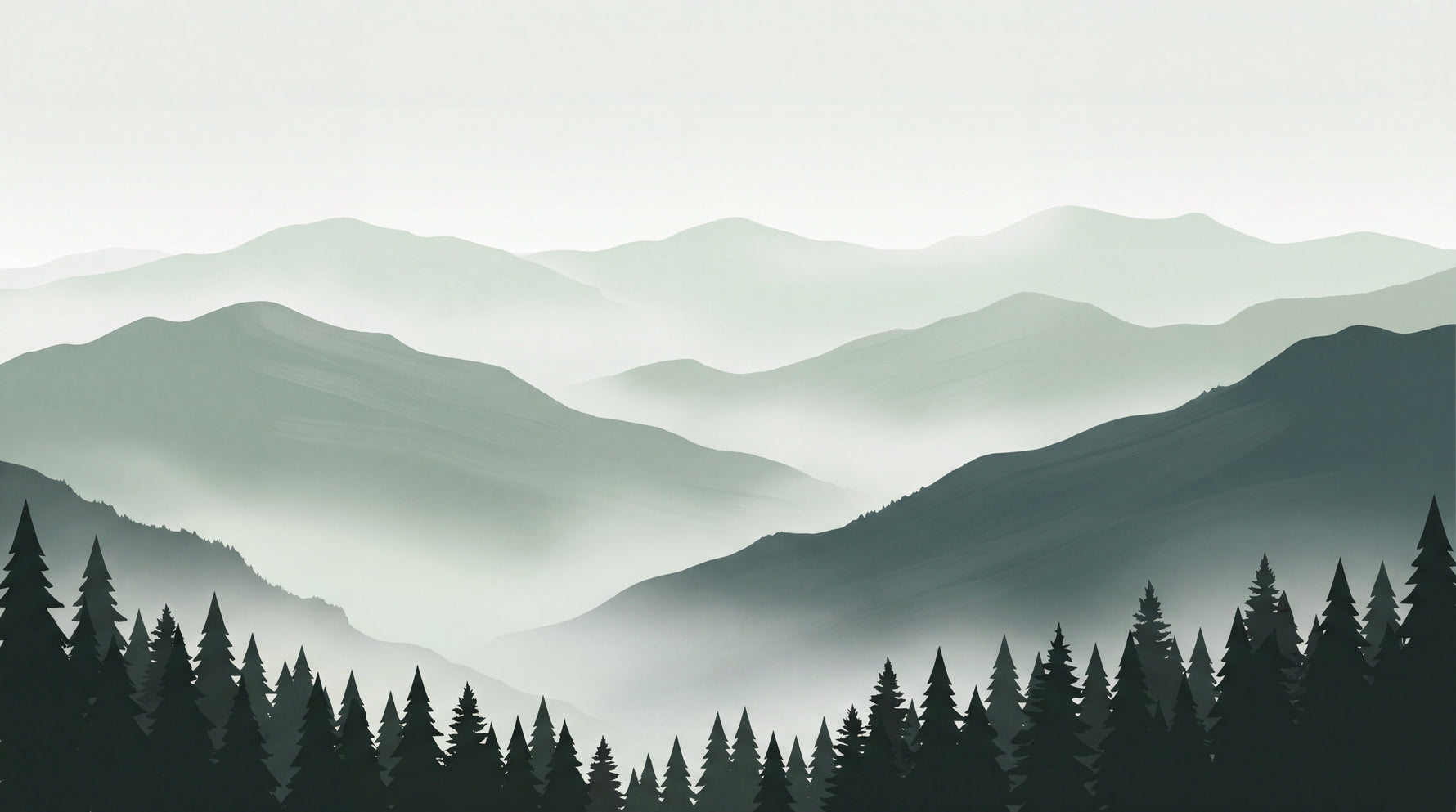 Misty Ridge - Gray Mountain Wallpaper - Minimalist Landscape Scenery Wall Mural Peel and Stick - Design
