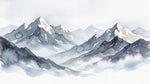 Misty Summit - Blue Mountain Wallpaper - Minimalist Landscape Scenery Rocky Peel and Stick Wall Mural - Design