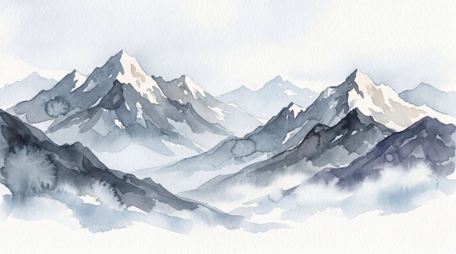 Misty Summit - Blue Mountain Wallpaper - Minimalist Landscape Scenery Rocky Peel and Stick Wall Mural - Design