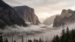 Misty Summit - Gray Mountain Wallpaper - Rocky Landscape Scenery Peel and Stick Wall Mural - Design