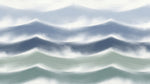 Misty Tides - Blue Ocean Wallpaper - Sea Wave Watercolor Peel and Stick Wall Mural - Design