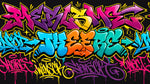 Molten Tag - Purple Graffiti Wallpaper - Bold Black Maximalist Street Art Peel and Stick - Design