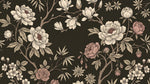 Mooncast Chinoiserie Dark Floral Wallpaper - Vintage Magnolia Rose Japanese Peel and Stick Wall Mural - Design