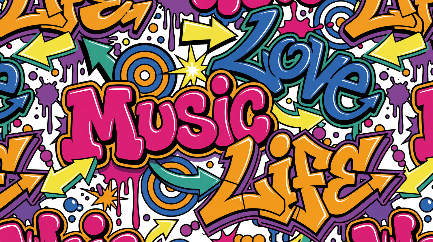 Neon Anthem - Pink Graffiti Wallpaper - Multicolor Urban Bold Typography Peel and Stick - Design