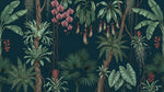 Nightfall Conservatory Green Jungle Wallpaper - Dark Tropical Botanical Leaf Greenery Peel and Stick Mural - Design