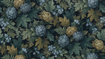 Nightgarden Hydrangea Green Floral Wallpaper - Dark Vintage Botanical Greenery Leaf Peel and Stick - Design