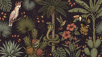 Nocturne Menagerie Dark Tropical Wallpaper - Jungle Palm Tree Botanical Leaf Peel and Stick Wall Mural - Design