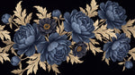 Obsidian Plume Blue Navy Blue Wallpaper - Dark Floral Flower Wall Mural Peel and Stick - Design