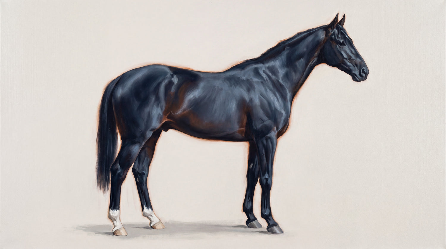 Onyx Stallion Beige Horse Wallpaper - Minimalist Animal Wall Mural Peel and Stick - Design