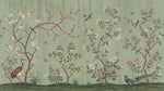 Orchard Murmurs Green Chinoiserie Wallpaper - Sage Cherry Blossom Botanical Vintage Japanese Wall Mural - Design