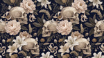 Ossuary Whisper Dark Gothic Wallpaper - Skull Botanical Peel and Stick Vintage Dark Academia Wall Mural - Design