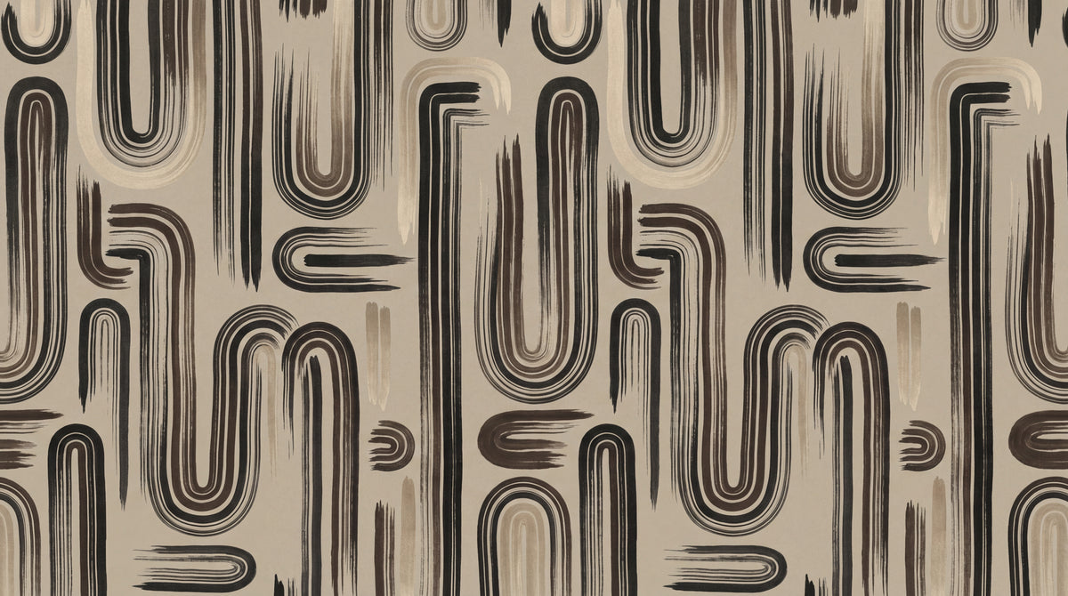 Painted Currents - Beige Abstract Wallpaper - Minimalist Geometric Peel and Stick Wall Mural - Design