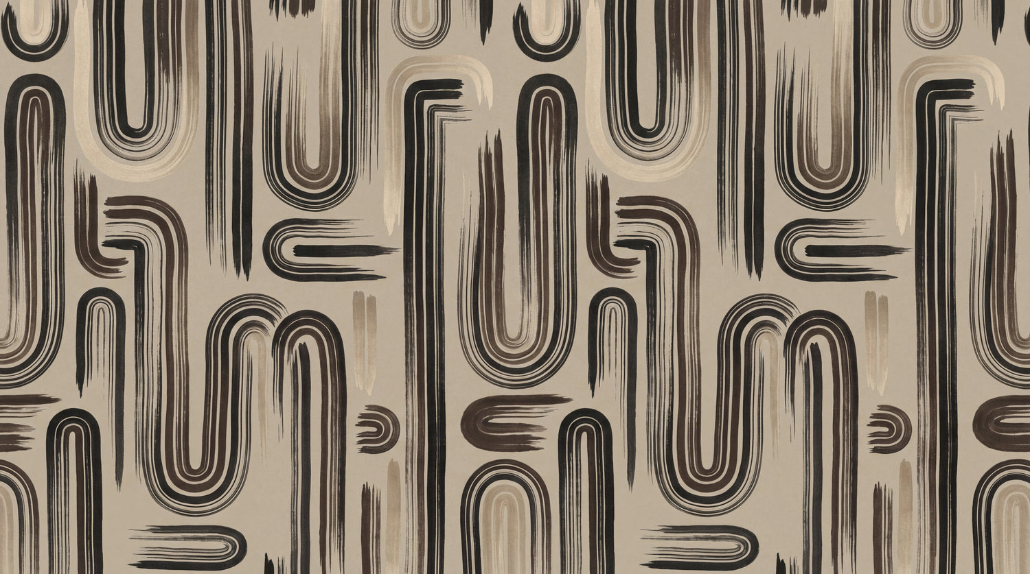 Painted Currents - Beige Abstract Wallpaper - Minimalist Geometric Peel and Stick Wall Mural - Design