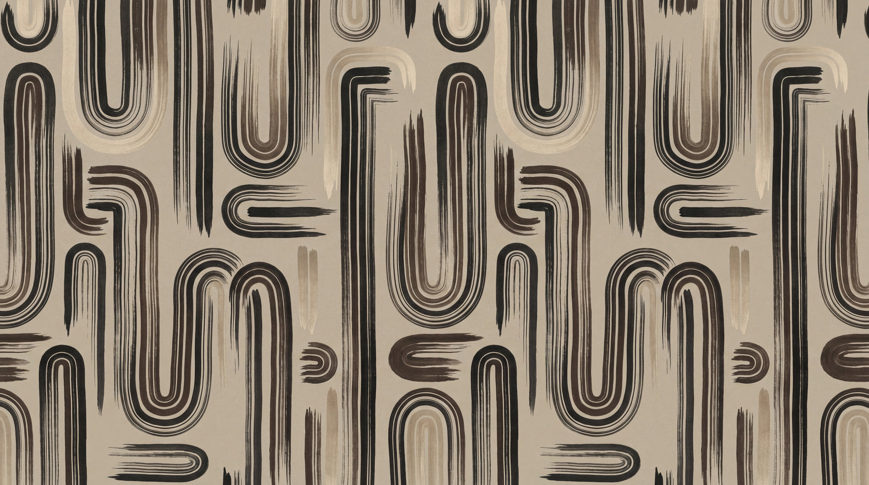 Painted Currents - Beige Abstract Wallpaper - Minimalist Geometric Peel and Stick Wall Mural - Design
