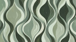 Painted Currents - Green Abstract Wallpaper - Sage Green Retro Minimalist Peel and Stick Wall Mural - Design