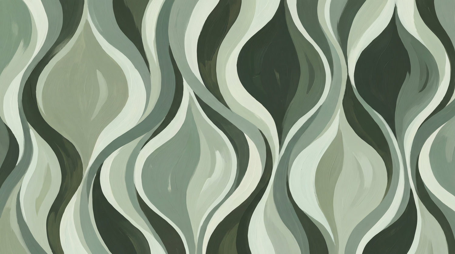 Painted Currents - Green Abstract Wallpaper - Sage Green Retro Minimalist Peel and Stick Wall Mural - Design