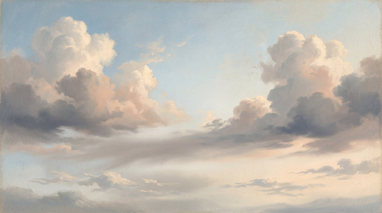 Painted Horizon Blue Cloud Wallpaper - Sky Blue Landscape Scenery Peel and Stick Wall Mural - Design