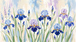 Painted Iris Garden Blue Floral Wallpaper - Light Blue Flower Wall Mural Navy Removable - Design