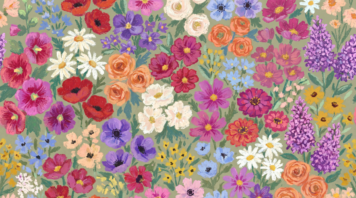 Painterly Cottage Hush Pink Floral Wallpaper - Vintage Flower Wall Mural Botanical Rose Peel and Stick - Design