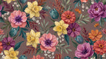 Painterly Orchard Brown Floral Wallpaper - Dark Vintage Flower Wall Mural Style Peel and Stick - Design