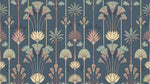 Papyrus Whisper Blue Art Deco Wallpaper - Botanical Greenery Leaf Peel and Stick Mural - Design