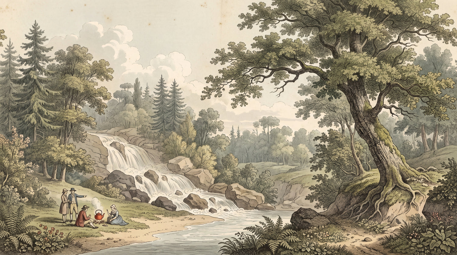 Pastoral Falls Green Landscape Wallpaper - Vintage Scenery Wallpaper Peel and Stick Wall Mural - Design