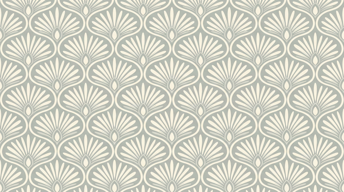 Pearl Plumes Gray Art Deco Wallpaper - Vintage Damask Victorian Peel and Stick Wall Mural - Design