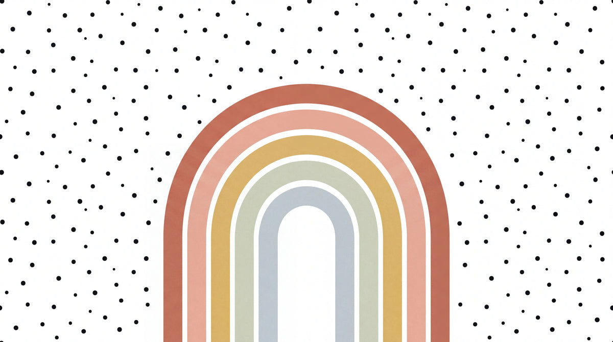 Pebble Archway White Kids Wallpaper for Nursery - Boho Minimalist Rainbow Peel and Stick Wall Mural - Design