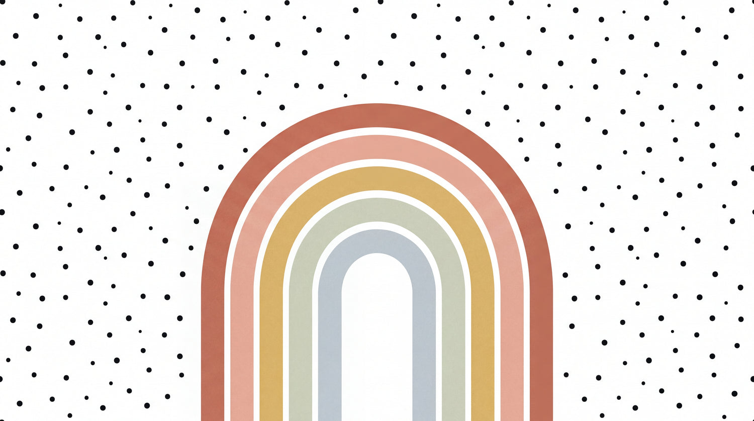 Pebble Archway White Kids Wallpaper for Nursery - Boho Minimalist Rainbow Peel and Stick Wall Mural - Design