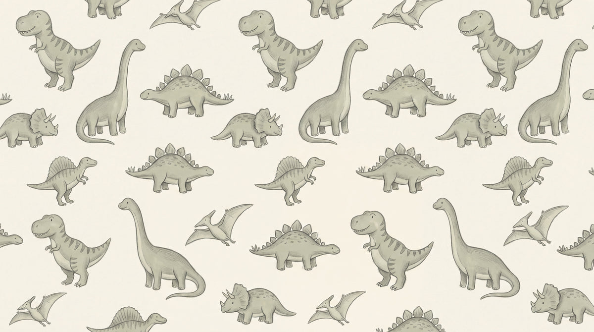 Pebble Stomp Green Dinosaur Wallpaper for Kids - Sage Nursery Wall Mural Peel and Stick - Design