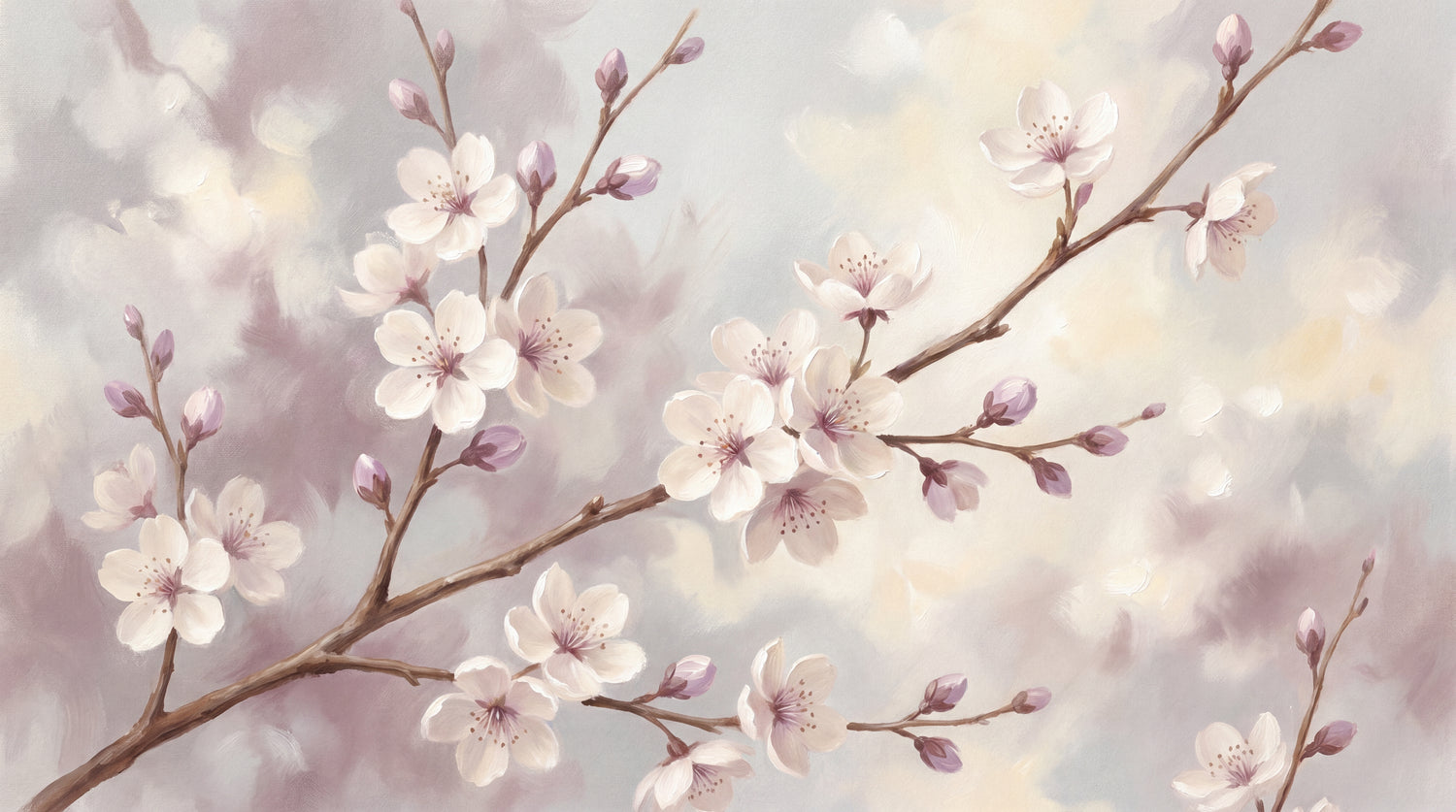 Petal Reverie - Pastel Cherry Blossom Wallpaper - Pink Floral Peel and Stick Botanical Mural - Design