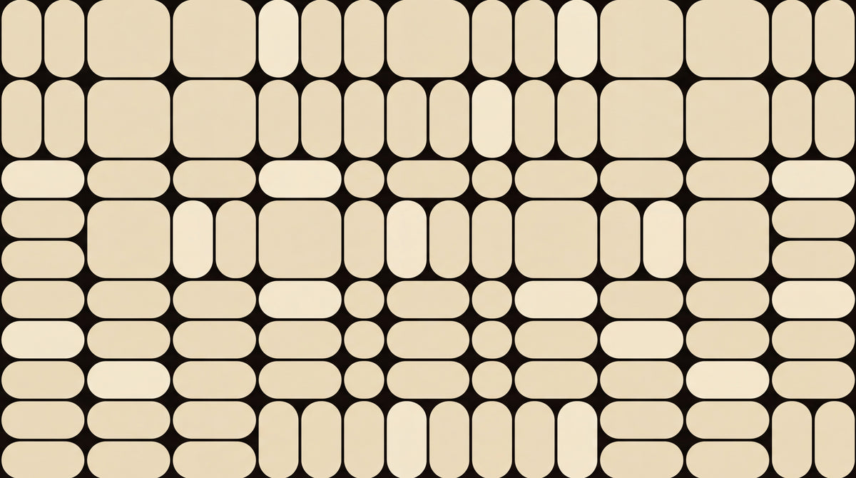 Pillow Stones Beige Minimalist Wallpaper - Cream Geometric Abstract Peel and Stick Wall Mural - Design