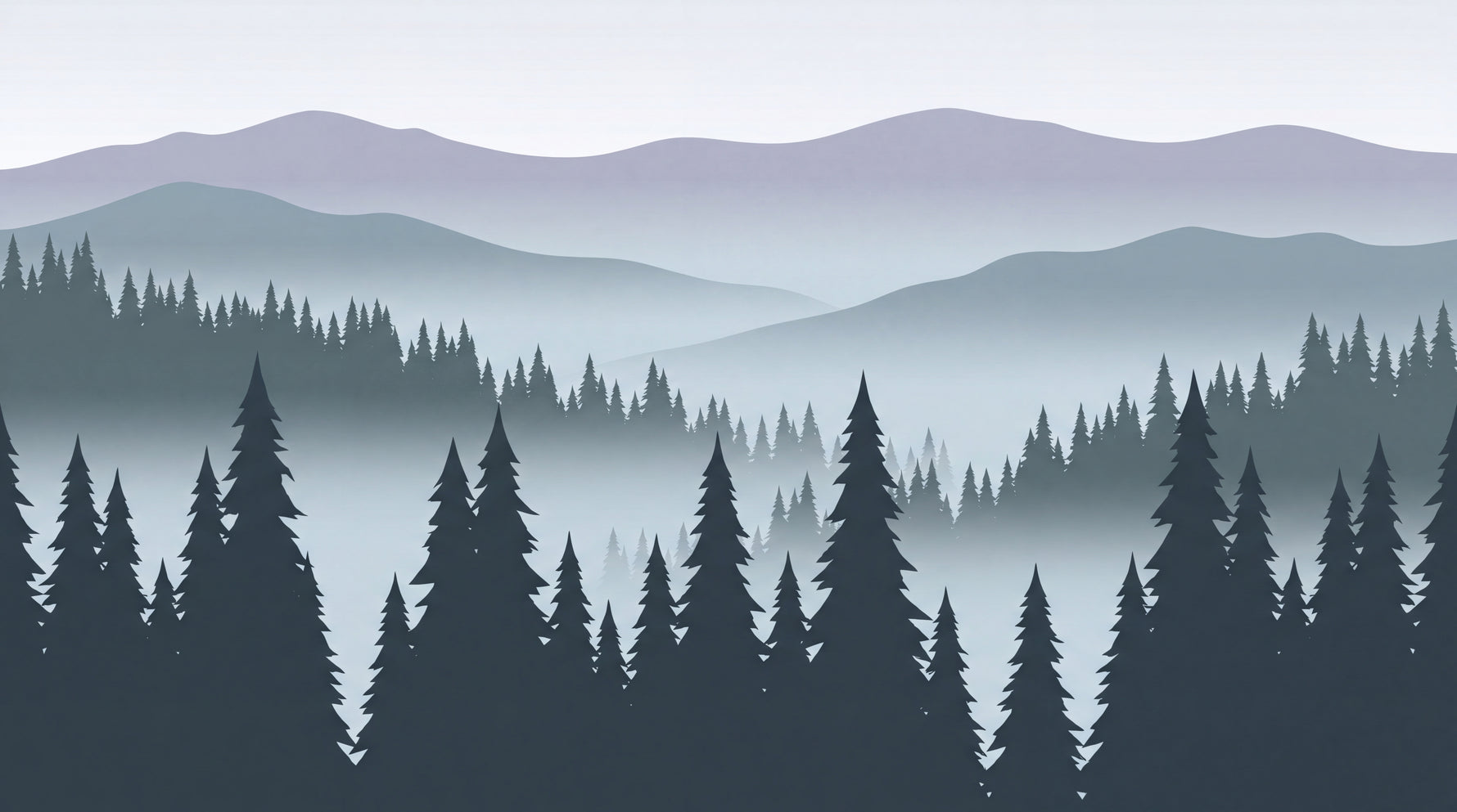 Pine Whisper Fog - Gray Mountain Wallpaper - Gray Minimalist Wallpaper Peel and Stick Wall Mural - Design