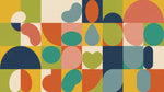 Pollen Tangerine Hush Yellow Geometric Wallpaper - Retro Abstract Minimalist Peel and Stick Wall Mural - Design