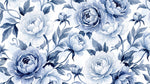 Porcelain Tide Blue and White Wallpaper - Navy Blue Floral Wallpaper Peel and Stick - Design