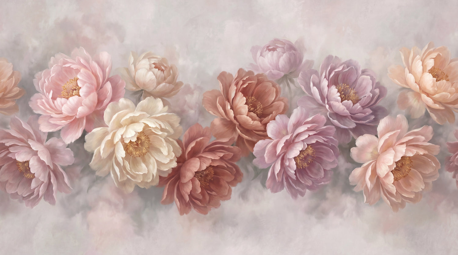 Powder Reverie Pink Floral Wallpaper - Pink Flower Wallpaper Vintage Botanical Peel and Stick Wall Mural - Design