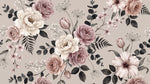 Powder Roses Whisper - Pink Rose Wallpaper - Vintage Floral Botanical Peel and Stick Wall Mural - Design